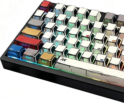 Color Comics 137 Pbt Mechanical Keycap Set, MXD Technology Anti-Sink, Anti-Scratch, Anti-Fade, Suitable for All Mechanical Keyboards, 5A E-Sport Recommended Style Keyboard not Included
