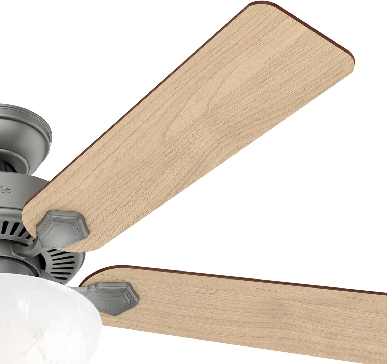 Hunter Fan Swanson Ceiling Fans with Lights 52 Inch, Bedroom Ceiling Fan with LED Light, Indoor Pull Chain Control, Matte Silver