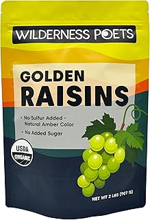 Wilderness Poets, Organic Golden Raisins - No added sugar - Bulk Dried Fruit (2 Pound - 32 Ounce)