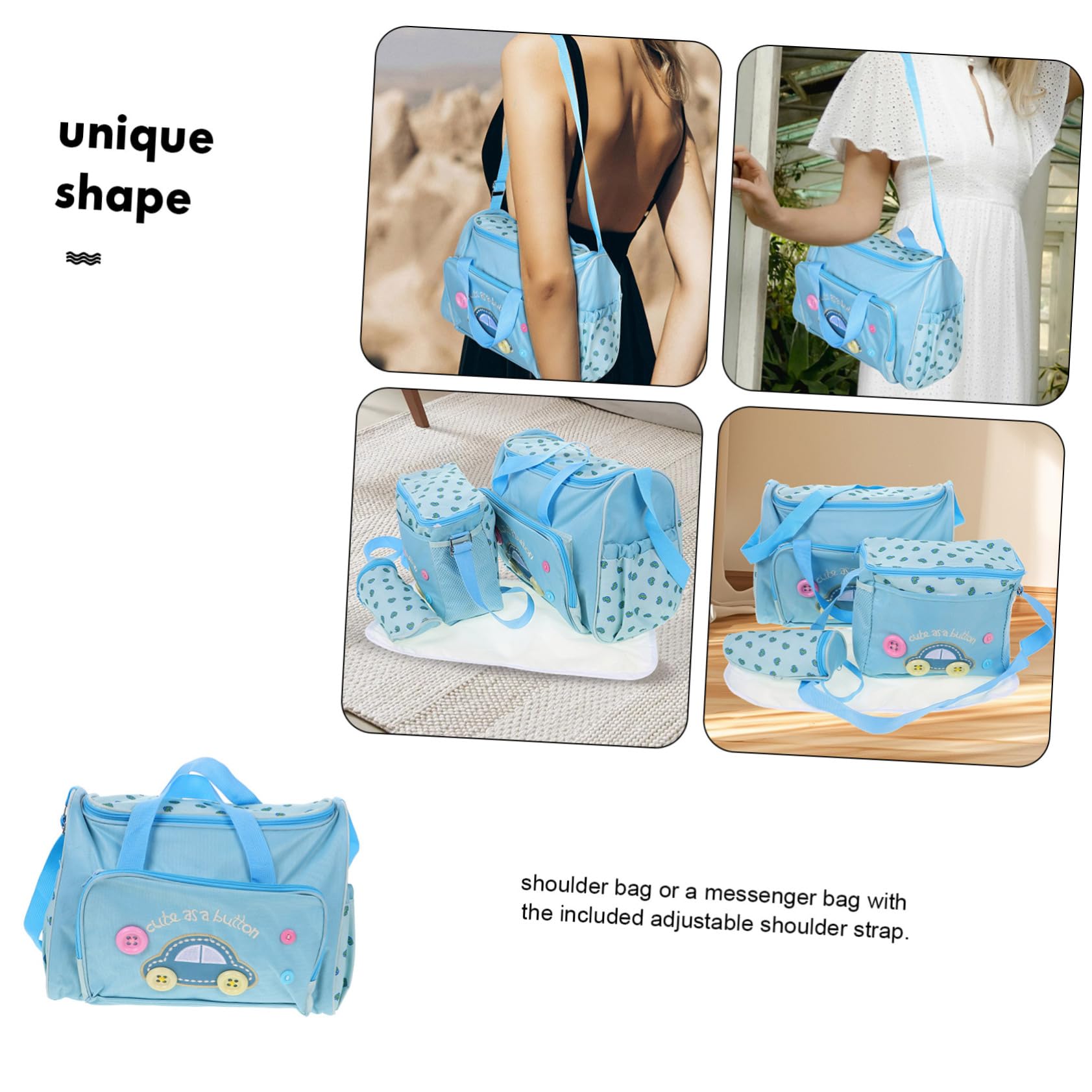 4-In-1 Multifunktions Wickeltasche Reise Baby Tasche mit Großem Fassungsvermögen und Autodesign (Himmelblau)