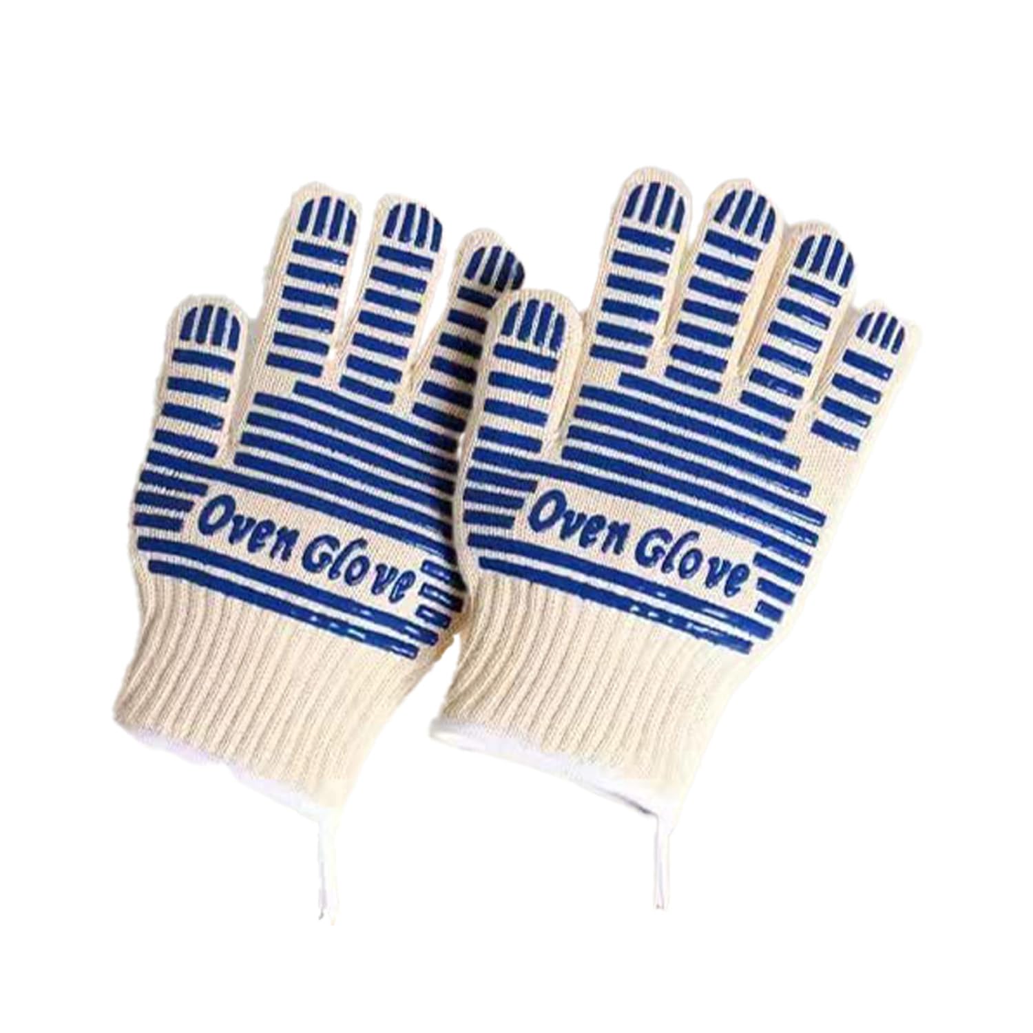 Smilacteon Men's Blue En407 Certified 500°C/932°F Heat Resistant Oven Gloves, 2 Pack Non-Slip Silicone Kitchen Mitts For Baking, Grilling, Fireplace & Cast Iron Pans
