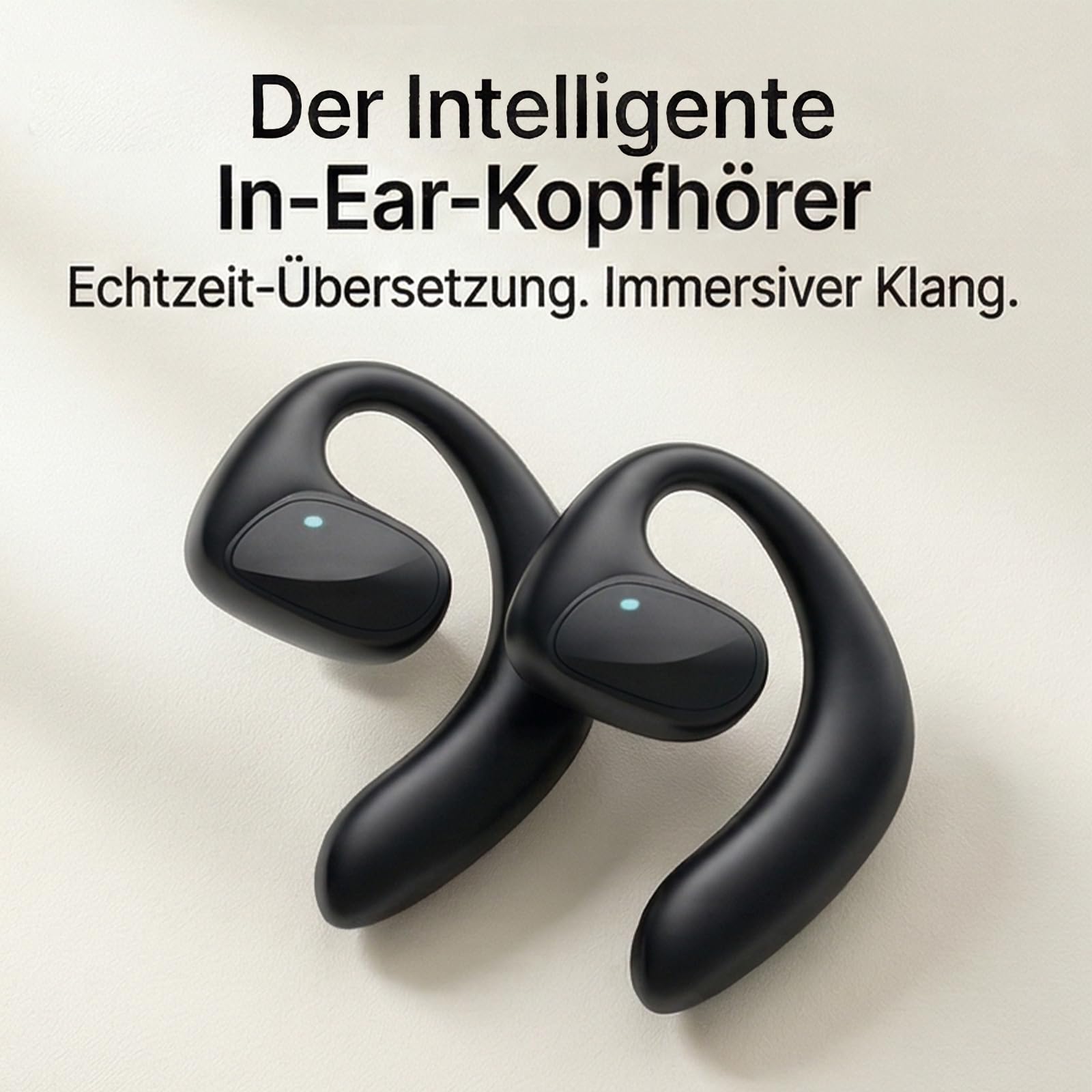 Reiteag Sonabuds Übersetzer Ohrhörer, TalkBuds Übersetzer Kopfhörer, Bluetooth Kopfhörer mit Echtzeit Übersetzung in 145 Sprachen, HD Sound, Ladeetui, Anrufmodus & Musik, Tragbar (Schwarz)