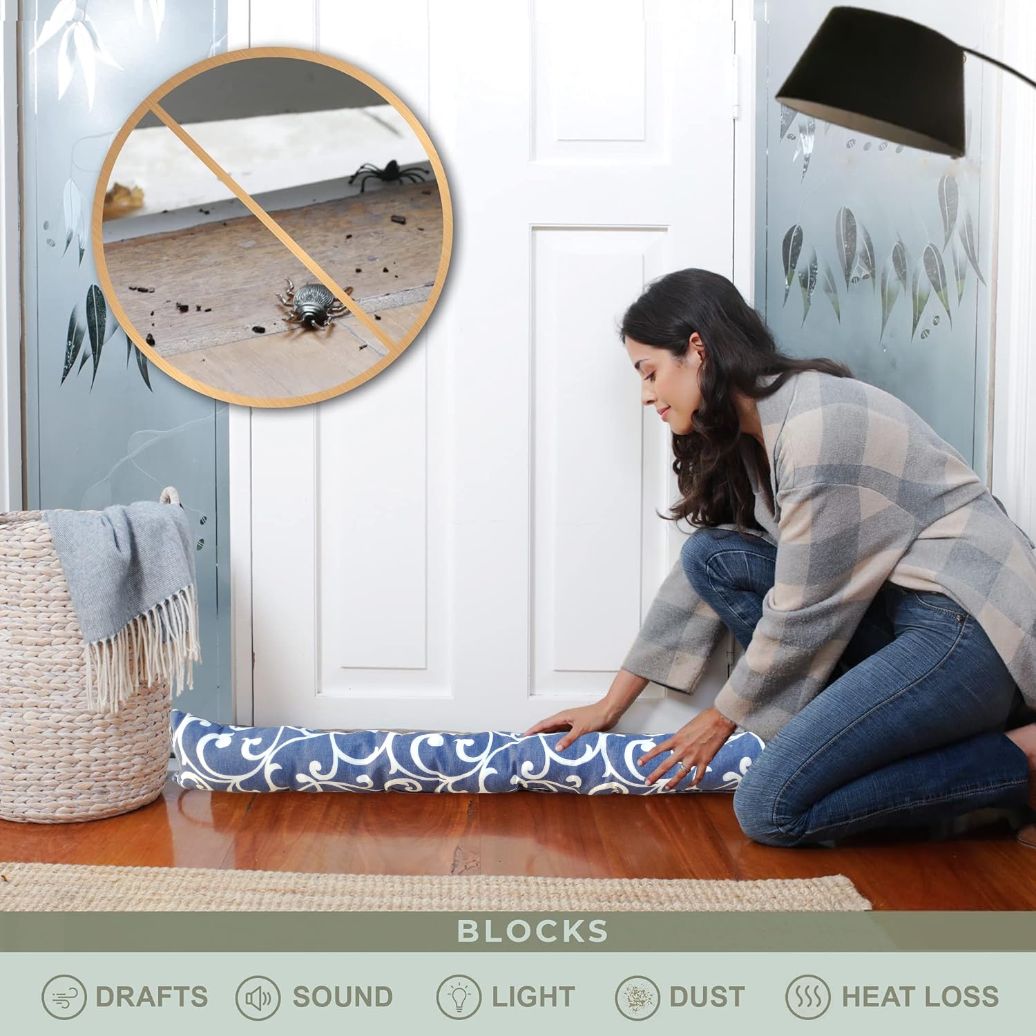 Paraspifferi Imbottito Tuuli Per Porte E Finestre - Isolante Termico Antispifferi (120x8x8 Cm) - Foto 6