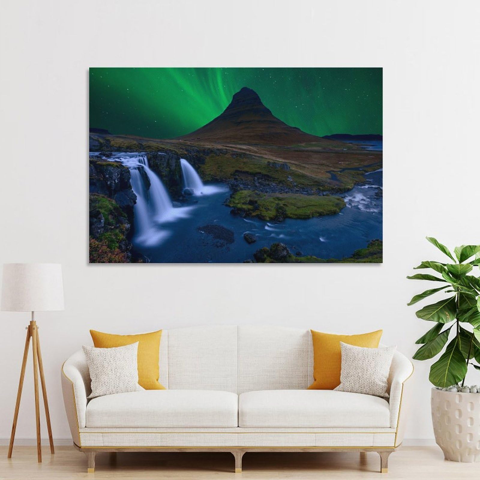Junmoney Canvas Wall Decor Kirkjufell, 16x24inch(40x60cm), for Flats, Guest Rooms Or Compact Rooms, Wall Decor with Flexible Room Appeal
