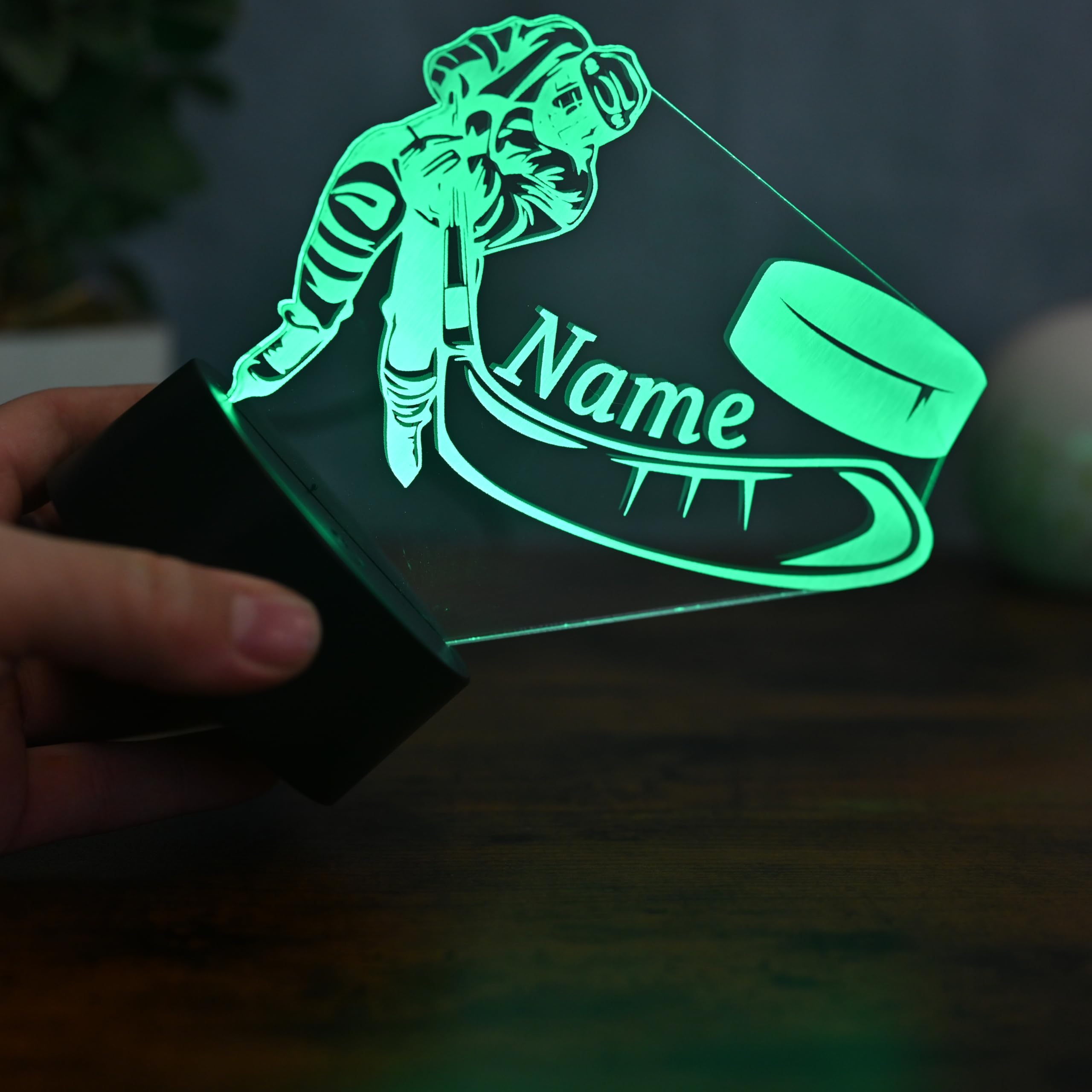 Lampada a LED per hockey su ghiaccio personalizzata: regalo per giocatori di hockey, decorazione da hockey, compleanno per bambini, idea regalo, luce notturna e decorazione per la casa