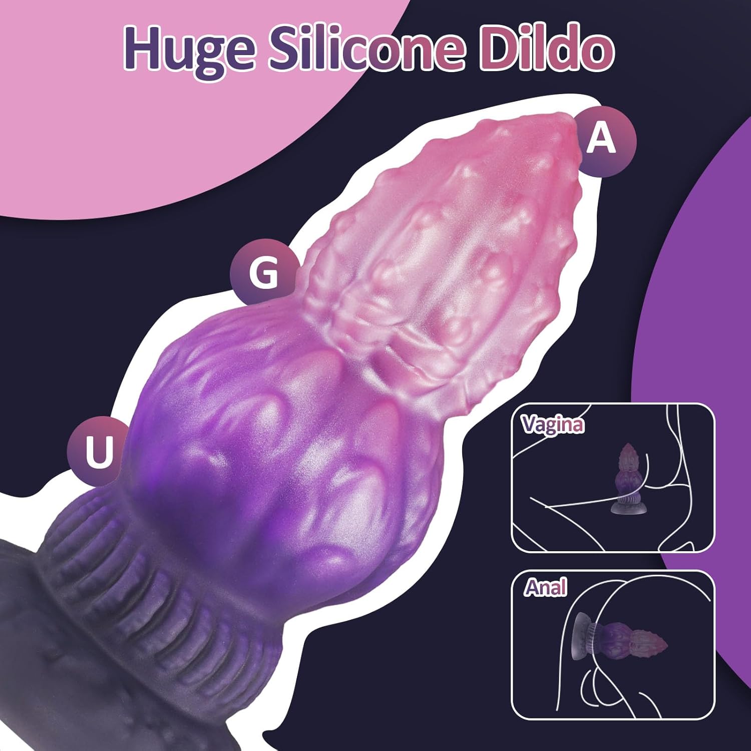 10.2'' Thick Dildo, Huge Monster Dildo, Knot Dildos with Suction Cup, Purple Fantasy Sex Toy for Clitoral Vaginal Anal Stimulation, Silicone Thick Anal Dildos for Women, Men, Couples Adult Toys