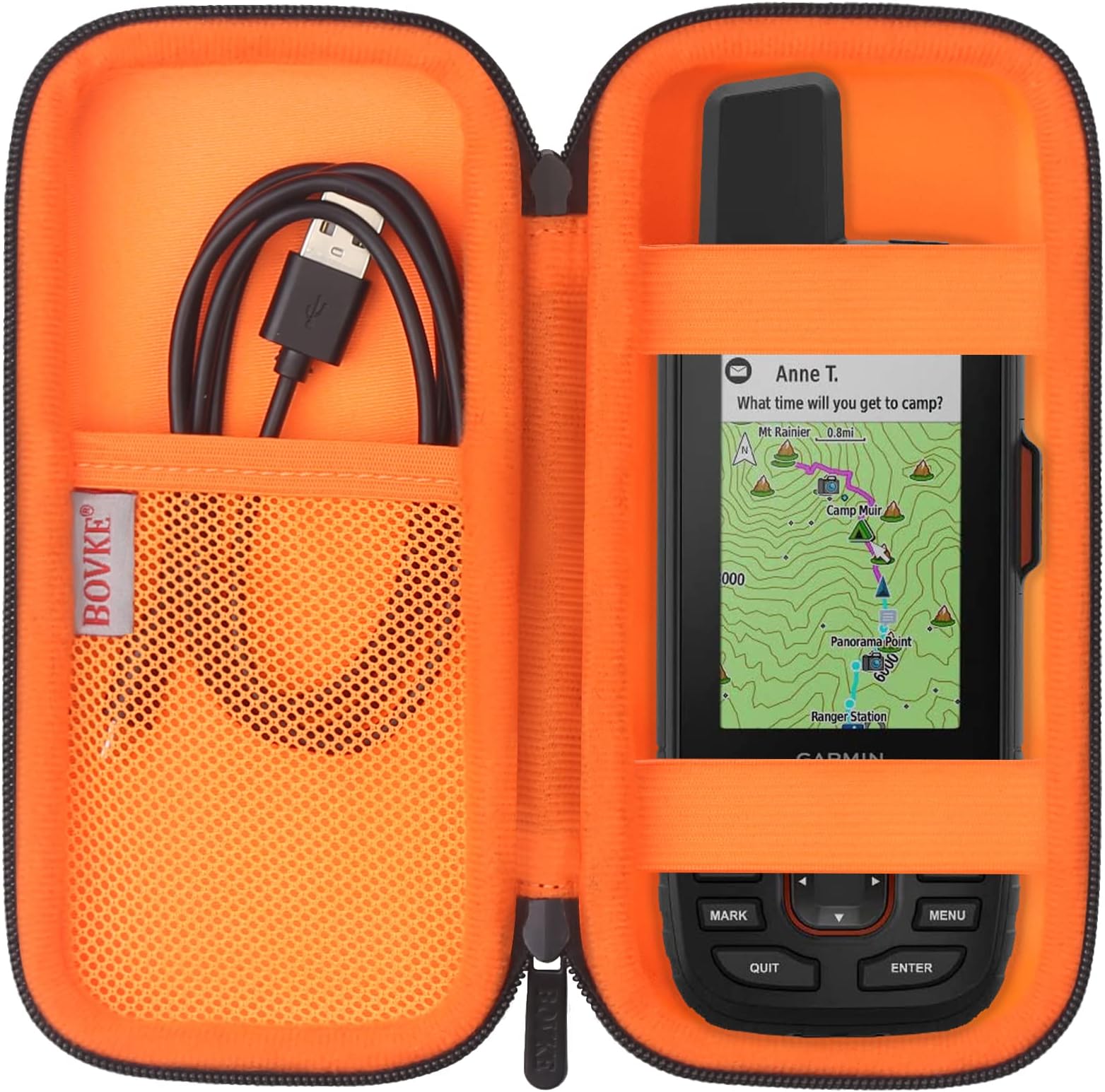 BOVKE Carrying Case for Garmin GPSMAP 64sx/66i/67/67i/66sr/66s/65s/78sc, Garmin inReach Explorer+ Hiking Handheld GPS and Satellite Communicator, Mesh Bag fit USB Cable and Accessories, Black