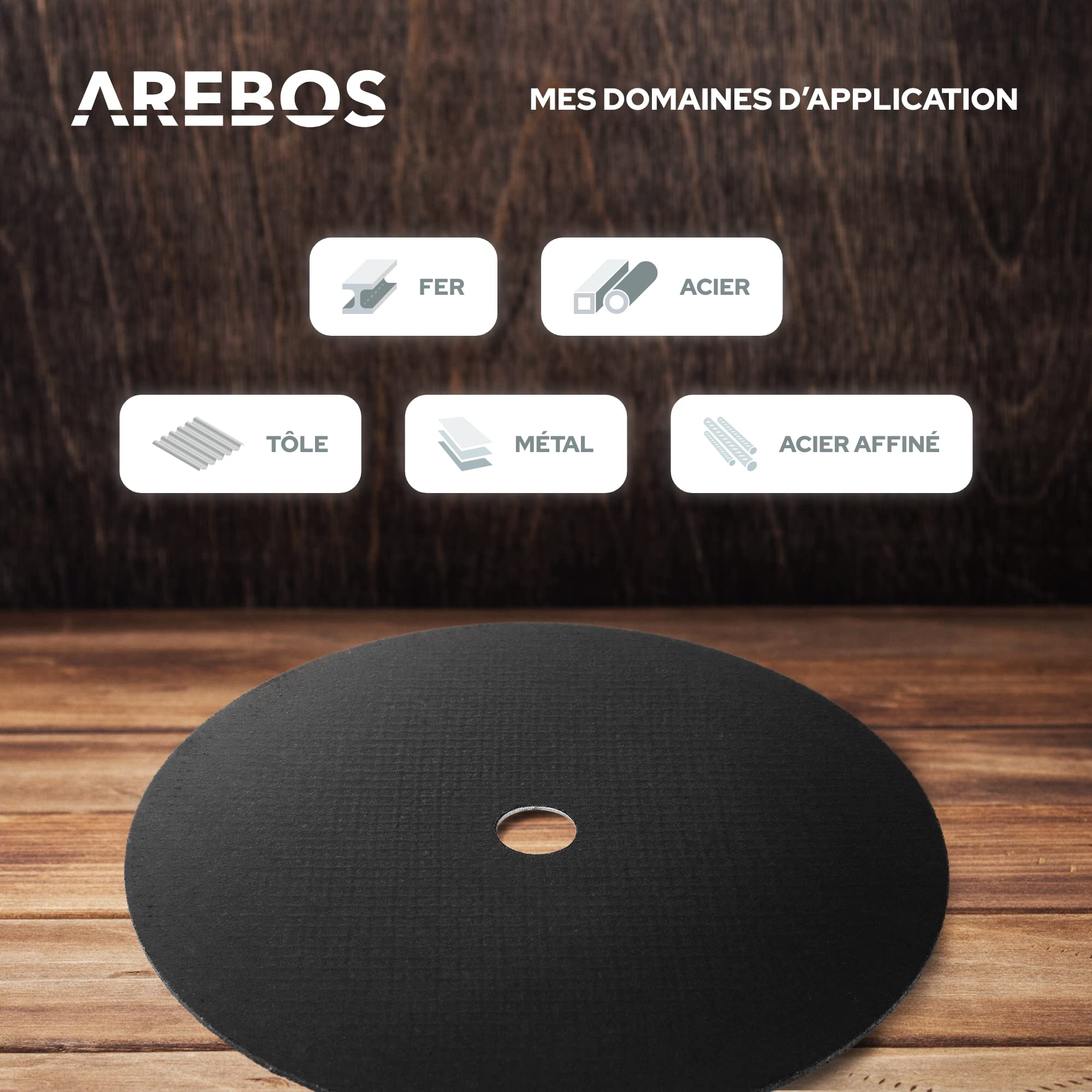 Arebos 200x 125 mm Meule à tronçonner | Fer, Métal, Acier, Inox, Aluminium (125 x 1,0 x 22,2 mm) Disques à tronçonner 125 pour Meuleuse d'Angle