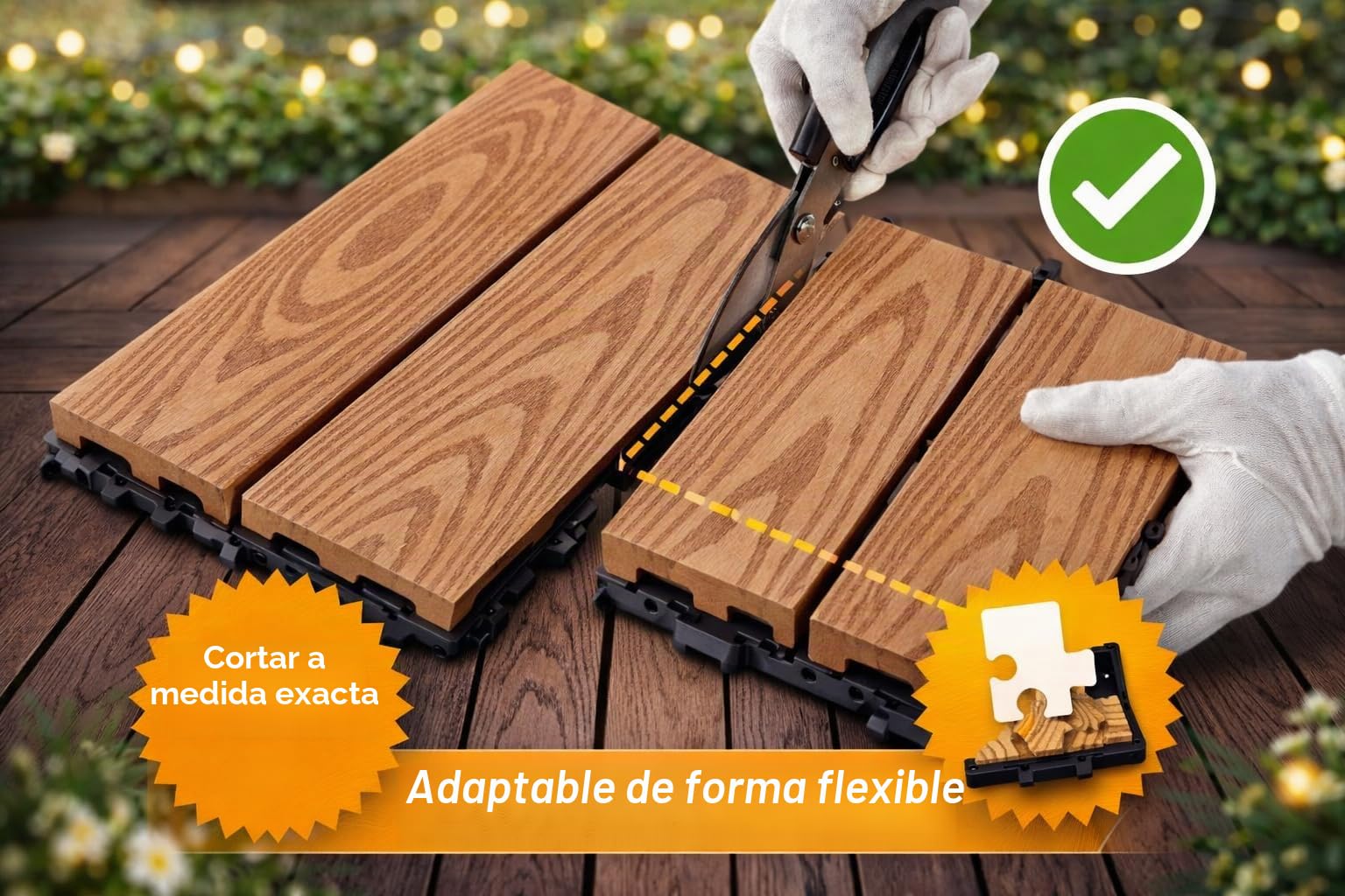 RHP 22 x baldosas clic WPC premium – baldosas para terrazas y balcones 30x30 cm, aspecto de madera, resistente al agua, resistente a la corrosión, sistema de clic, fácil de instalar (JS-1)