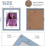 Muzilife 11x14 Wood Picture Frame with Real Glass Cover, Blue Photo Frame Display Pictures 8x10 with Mat or 11x14 Without Mat, Vertical & Horizontal on Wall, 1pcs
