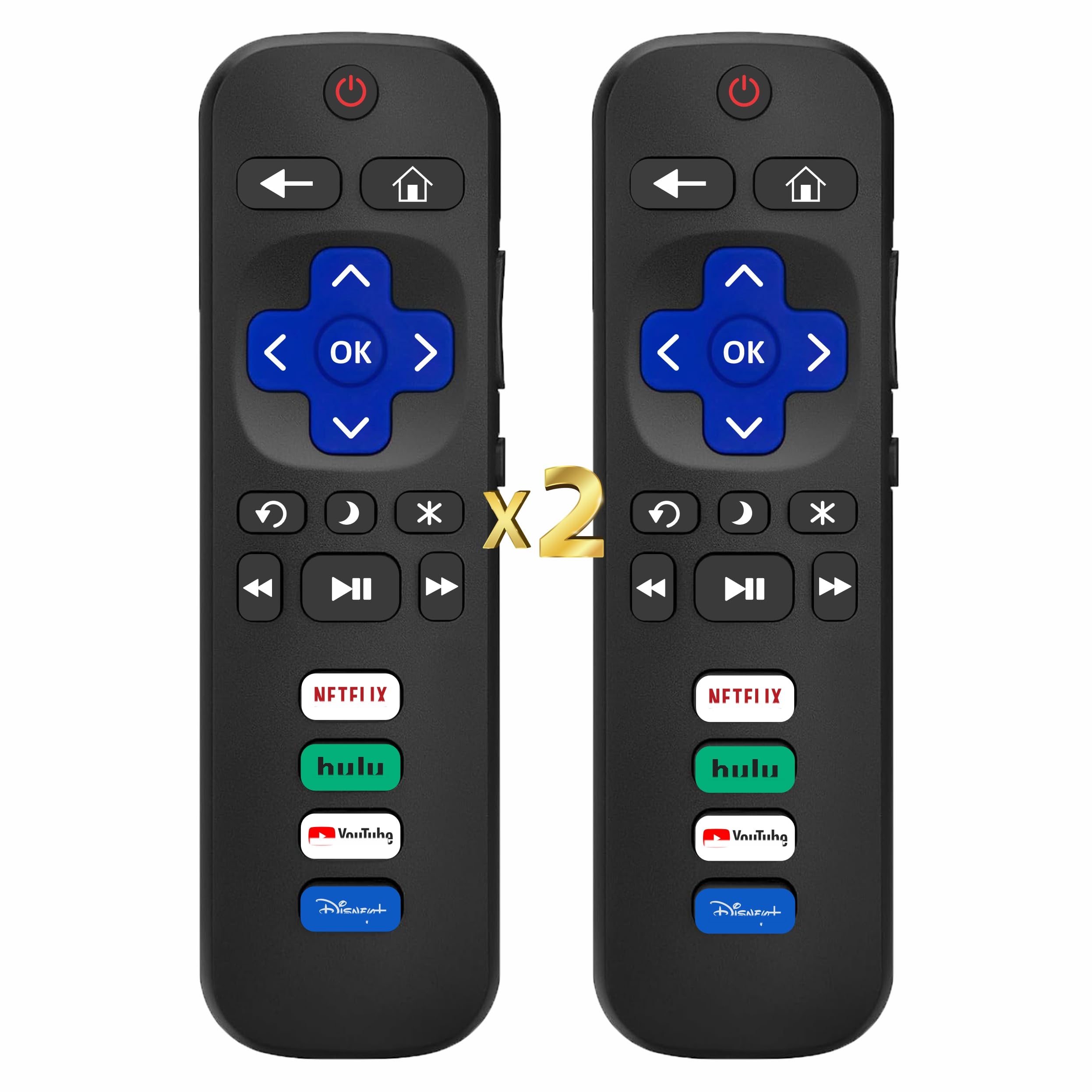 (Pack of 2) Compatible with Roku TV Remote Control Replacement, TCL Roku, Hisense, Sharp, Onn Roko, Element, RCA Roko Smart TV Series (No Voice, Not