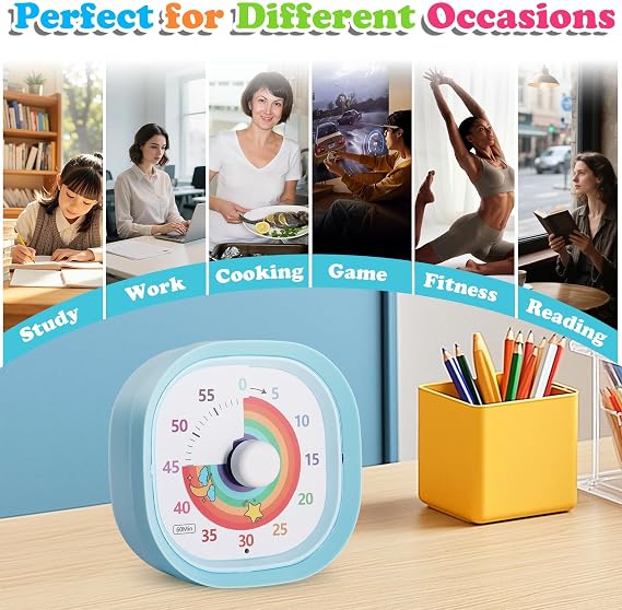 Visual Timer for Kids 60 Minute Visual Countdown Timer Silent Blue