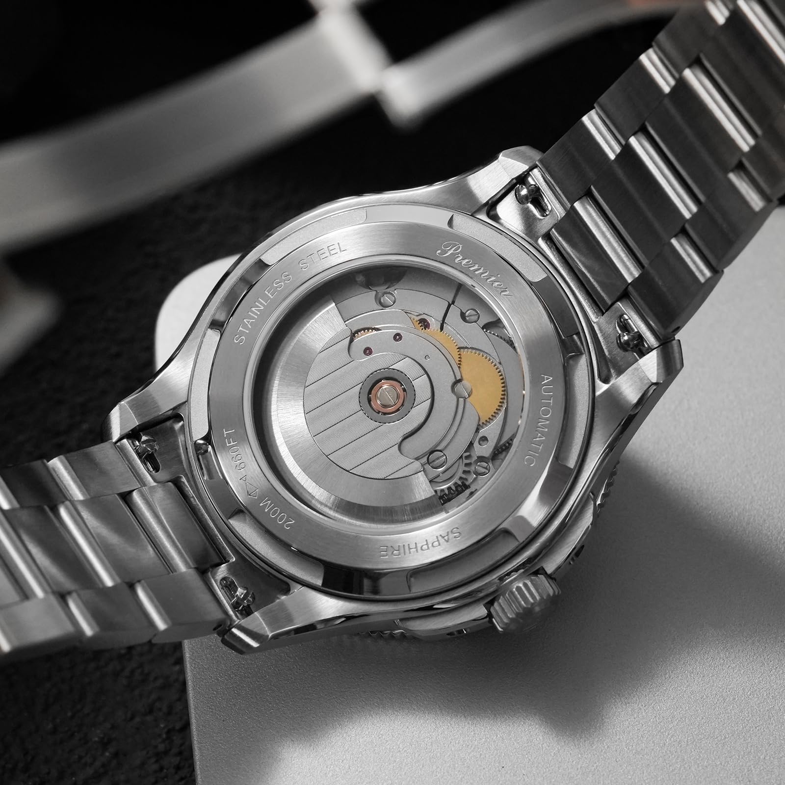 watchdives WD0019 Automatik Taucheruhr für Herren, ST2130 4Hz Mechanisches Uhrwerk, Saphirglas mit 5-Schichten AR-Beschichtung, 40mm Keramiklünette, 200M Wasserdicht, 316L Edelstahl Sport Taucheruhr
