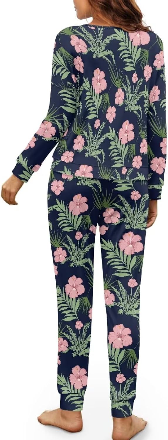 Rnyleeg Lounge Sets for Women with Long Sleeve and Long Pants Soft Pajama Sets for Women 2 Piece Casual Outfits Loungewear