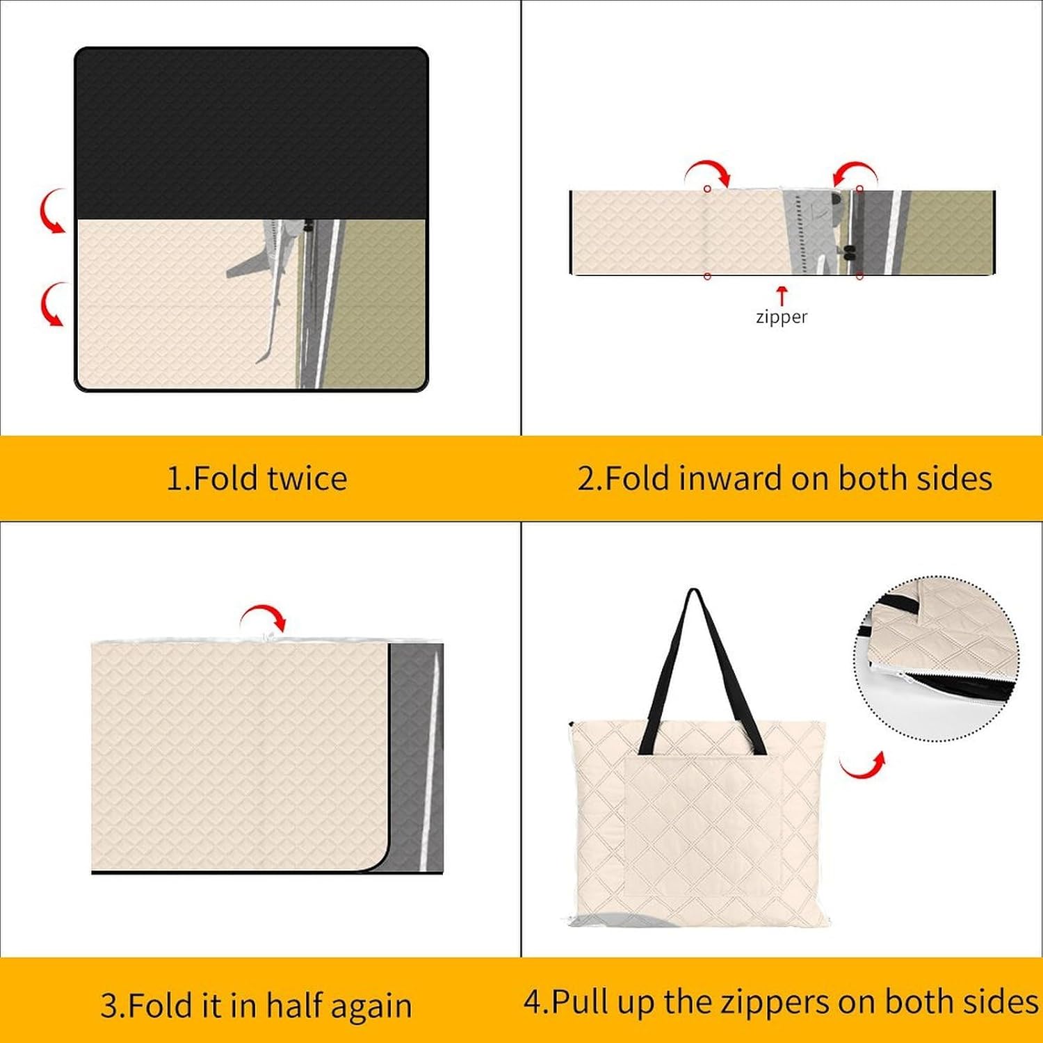 Airplane on Airport Picnic Blanket 200x200cm, Foldable 2-in-1 Picnic Mat and Tote Bag Portable Waterproof Beach Mat Sandproof Outdoor Blanket for Park, Hiking, Beach, Camping, Travel