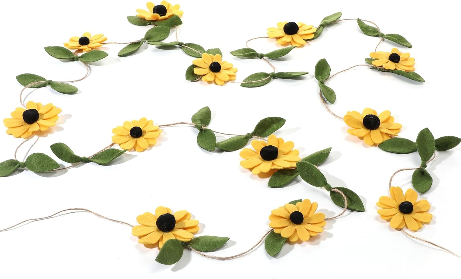 Janinka 1 Pcs Wool Felt Daisy Banner Garland Daisy Decorations Wildflower Garland Birthday Decorations for Wedding Birthday Supplies Wall Decor(Summer Color)