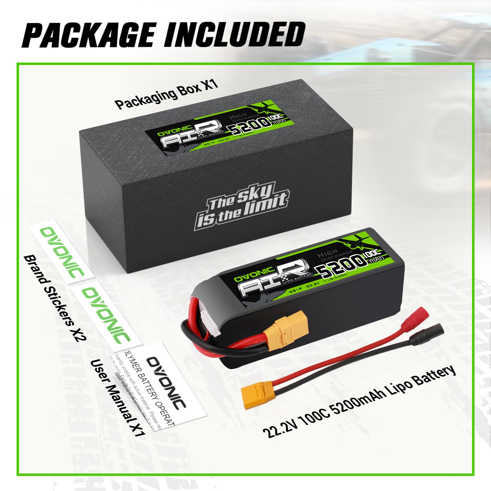 Amazon.com: OVONIC 22.2V 100C 5200mAh 6S Lipo Battery with XT90
