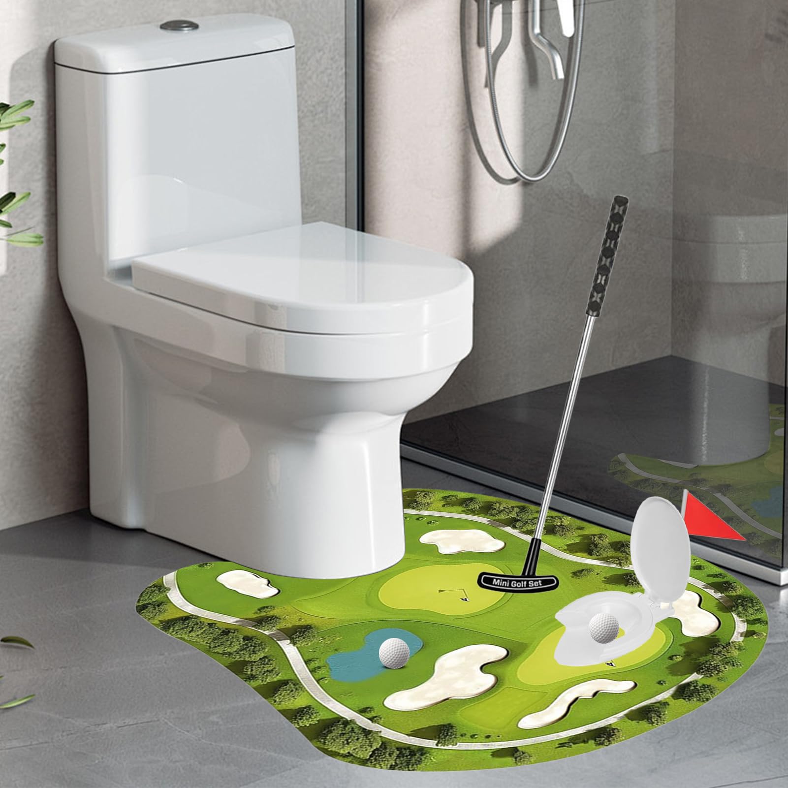 Kit de Jeu de Golf pour Toilettes 80 x 67 cm - Jouet d'entraînement pour Salle de Bain