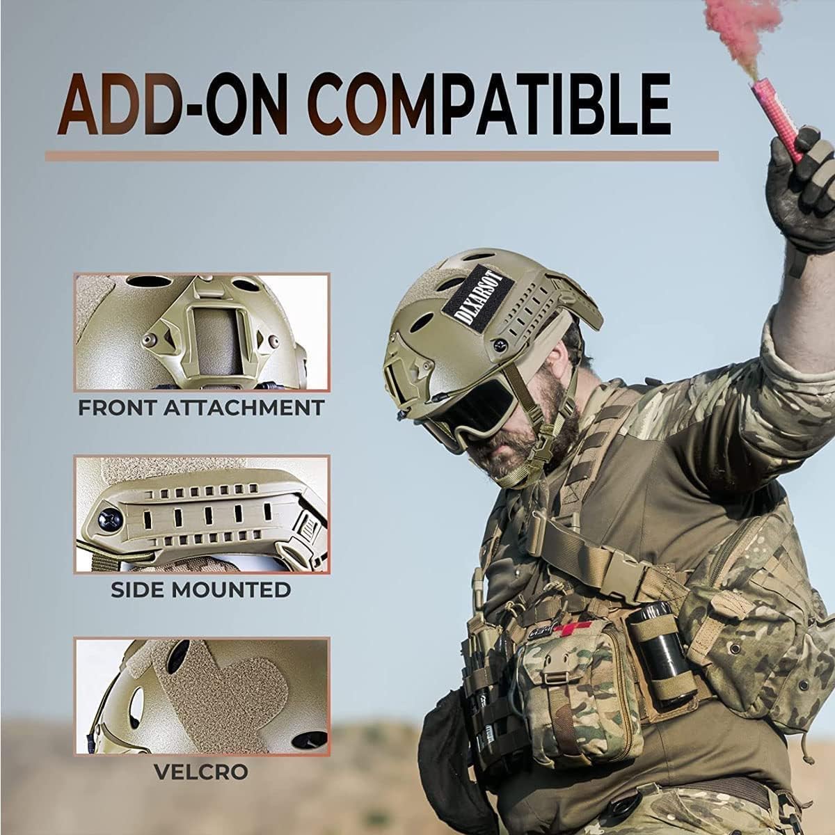 Tactical Airsoft Helmet Adjustable Style PJ Type Fast Helmet Bump Army Helmet with NVG Mount for CQB Paintball CS