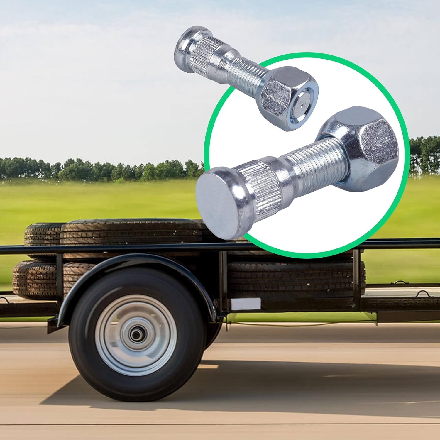 12Pcs 1/2"-20 UNF Wheel Studs with Lug Nuts for Trailer, 0.617" Spline & 0.77" Head, 2.2" Length Compatible with Lippert Axles 3500 lb, for Dexter Axles 4400 lb,Grade Trailer Wheel Studs
