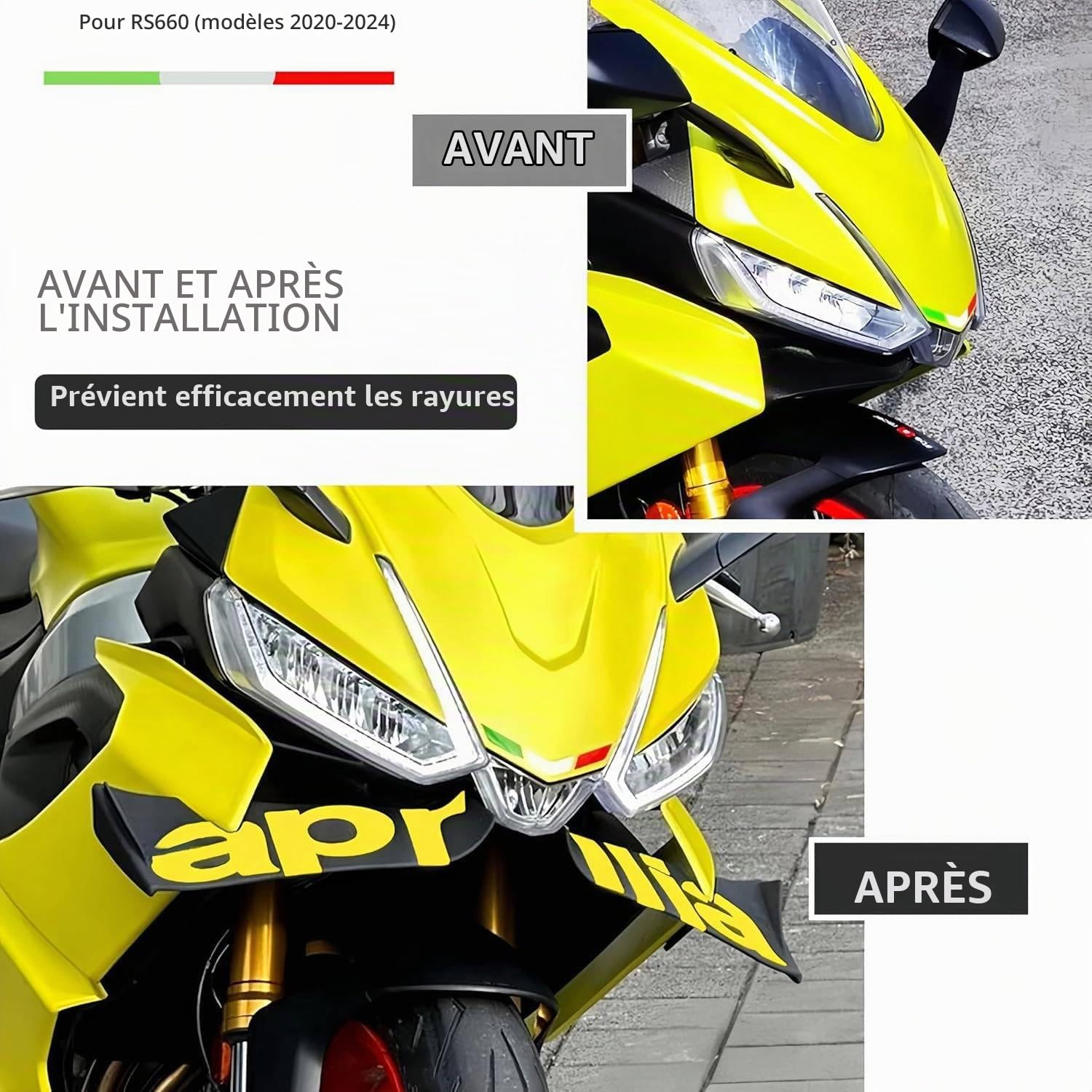 Aileron aérodynamique Moto pour Aprilia RS660, 8 Couleurs, réglable et léger, matériau ABS améliorant la stabilité et Les Performances (Blanche)