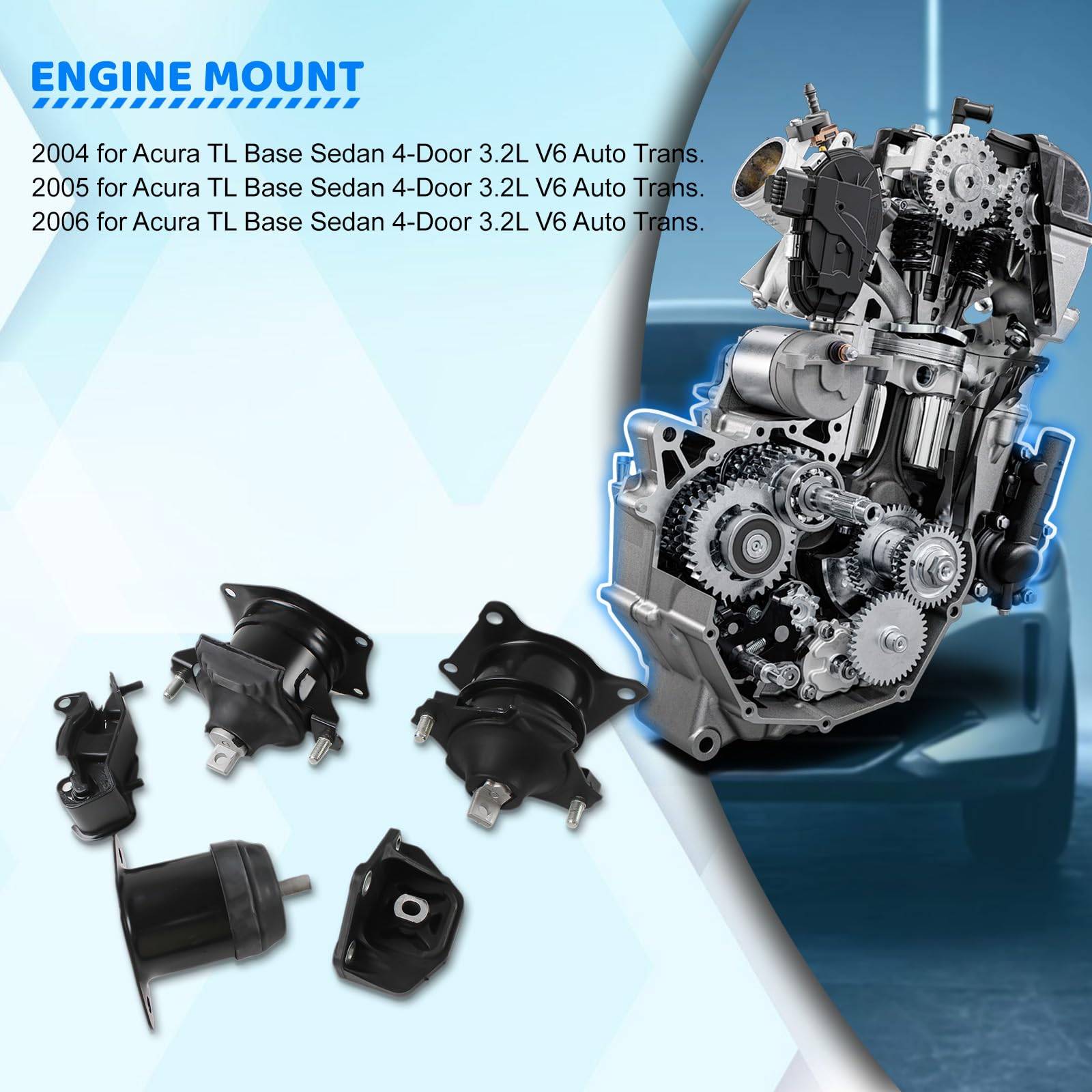 Juego De 8 Soportes De Motor Para Acura TL 2004-2006 3.2L V6 - Montaje Completo