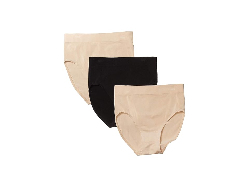 Wacoal B-Smooth Brief Pack (Sand/Sand/Black) Women's Underwear INTERNATIONAL SHIPPING