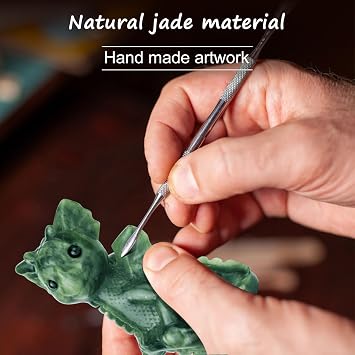 gemshan Jade Dragon Statue Gift - Hand Carved Stone Figurines Decorative Ornaments for Garden Living Room, Bedroom, Office Desktop