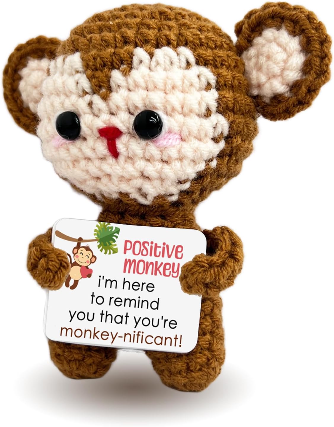 Kihraw Postive Stuffed Monkey Crochet Animals Gifts - You're Monkey-Nificant - Emotional Birthday Thank You Unique Present Funny Gift for Him/Her/Boyfriend/Girlfriend