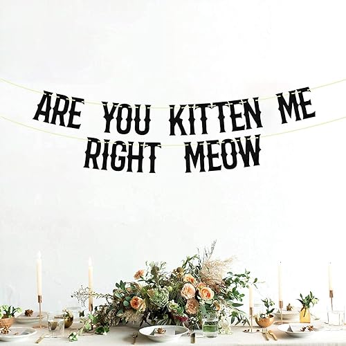 Miniatura 6 de Cartel de "Are You Kitten Me Right Meow, pancarta de gatito, decoración de fiesta de gato, pancarta de maullido, decoración de fiesta de primer