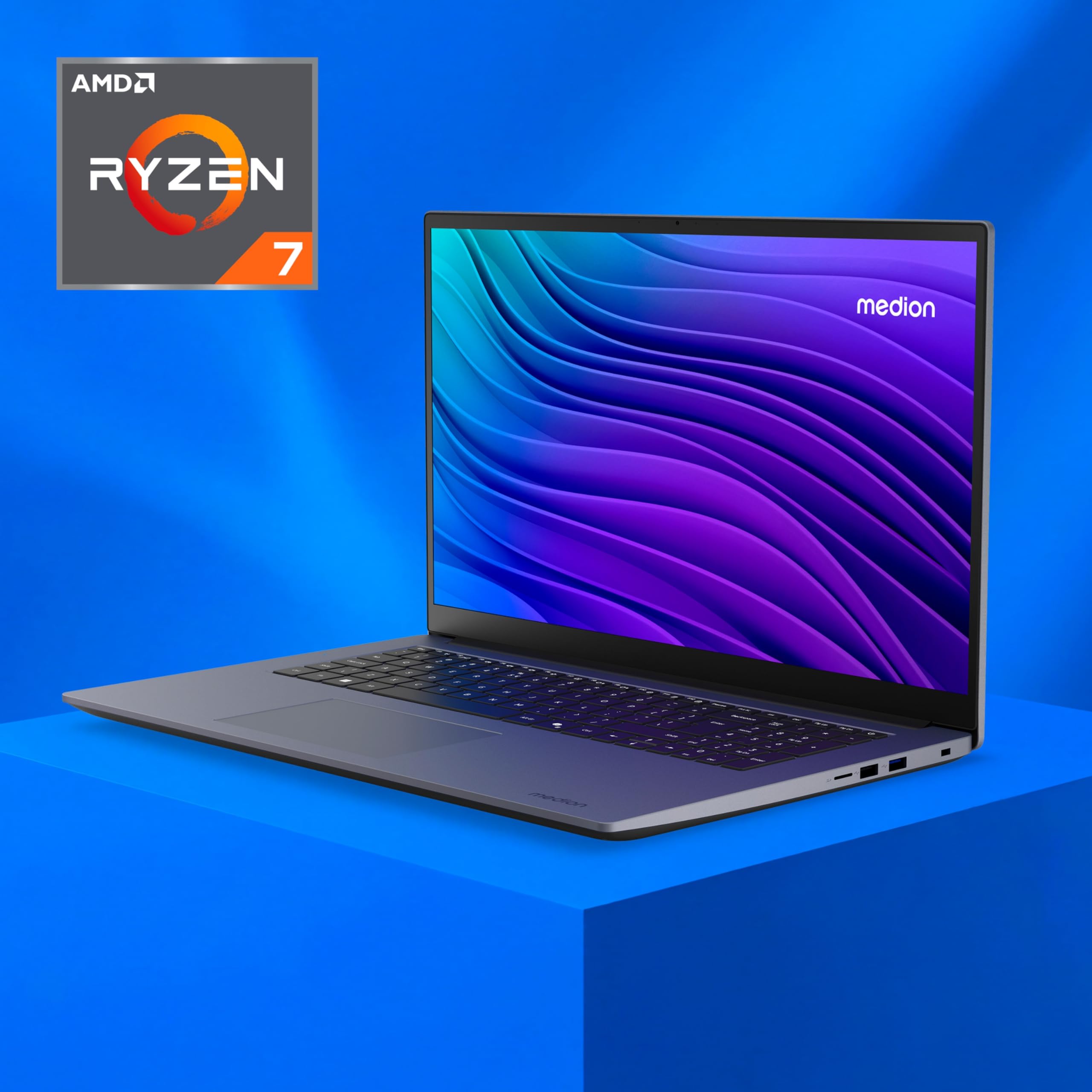 MEDION Avantum 17 E1 43,9 cm (17,3 Zoll) Full HD Laptop - Ryzen 7 7730U | 16GB DDR4 RAM, 1TB SSD, HD Webcam, WLAN, USB 3.2 Gen1 Type-C, Windows 11 Home, ohne Netzteil