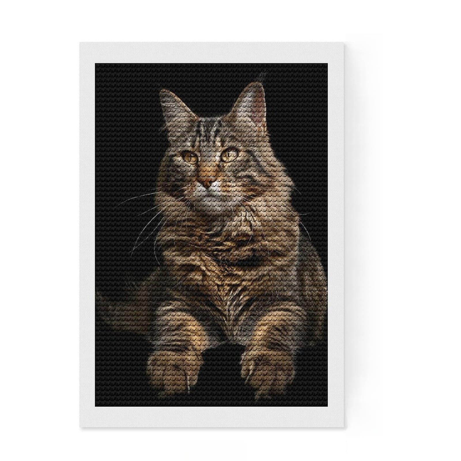 Junmoney American Bobtail Diamond Painting Kit 8"x12", Decorate Your Room, Easy to Follow Symbols, Full Kit Included, Office Decor