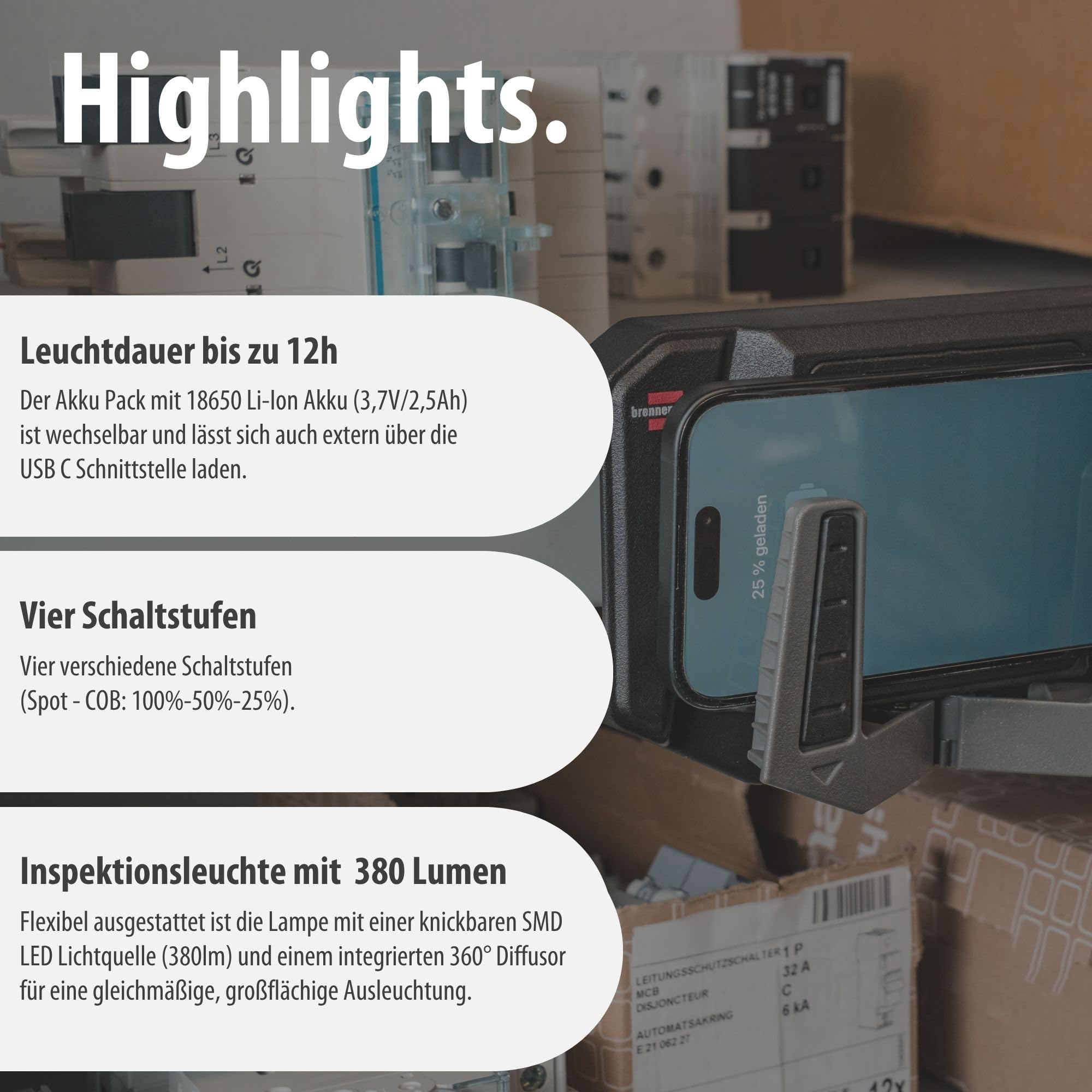Brennenstuhl Professional Wireless Charging Set Handlampe HL 1000 ACW + Pad WCP (Akku LED Handlampe 1000+380lm, IP54, Magnet, max. 12h Leuchtdauer, tauschbarer Akku + induktive Ladestation 10W)