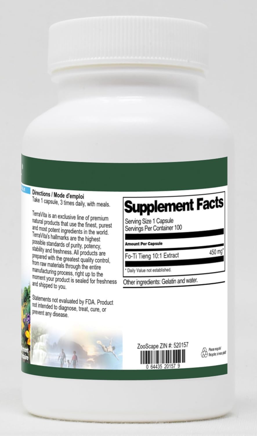 Fo-Ti Tieng 10:1-450 mg (100 Capsules, ZIN: 520157) - 3 Pack