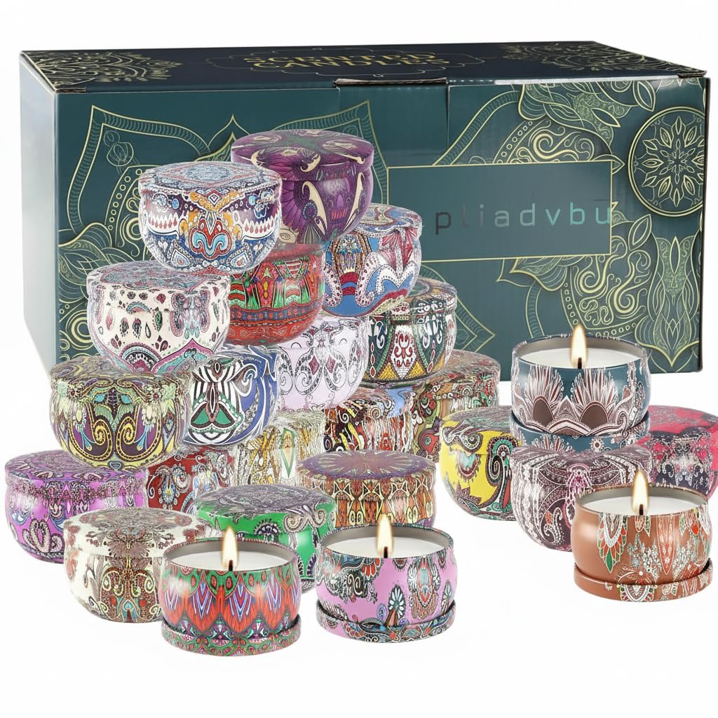 Velas perfumadas – Juegos de regalo de velas de aromaterapia de 2.5 onzas, cera de soja con aceite esencial, maravillosos regalos para mujeres, madres, amigas, compañeros de trabajo, paquete de 24