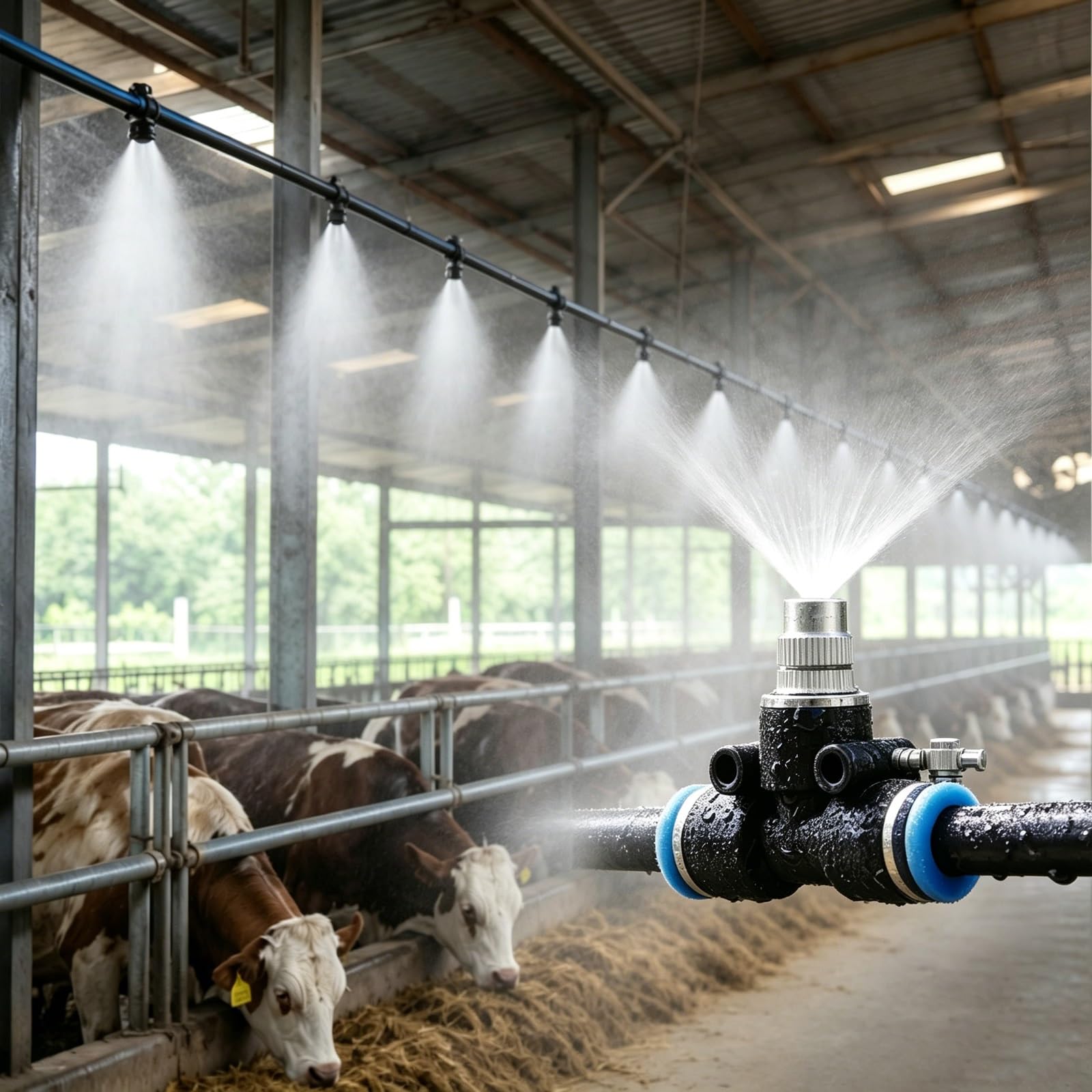 Sprinkler Irrigation Kits Sprinkler Irrigation Kit for Livestock Cooling, Expandable Water Sprinklers System with 3-Way Mister, Fit Barns/Horse Stalls/Cattle Sheds(2pcs,50m(164ft))
