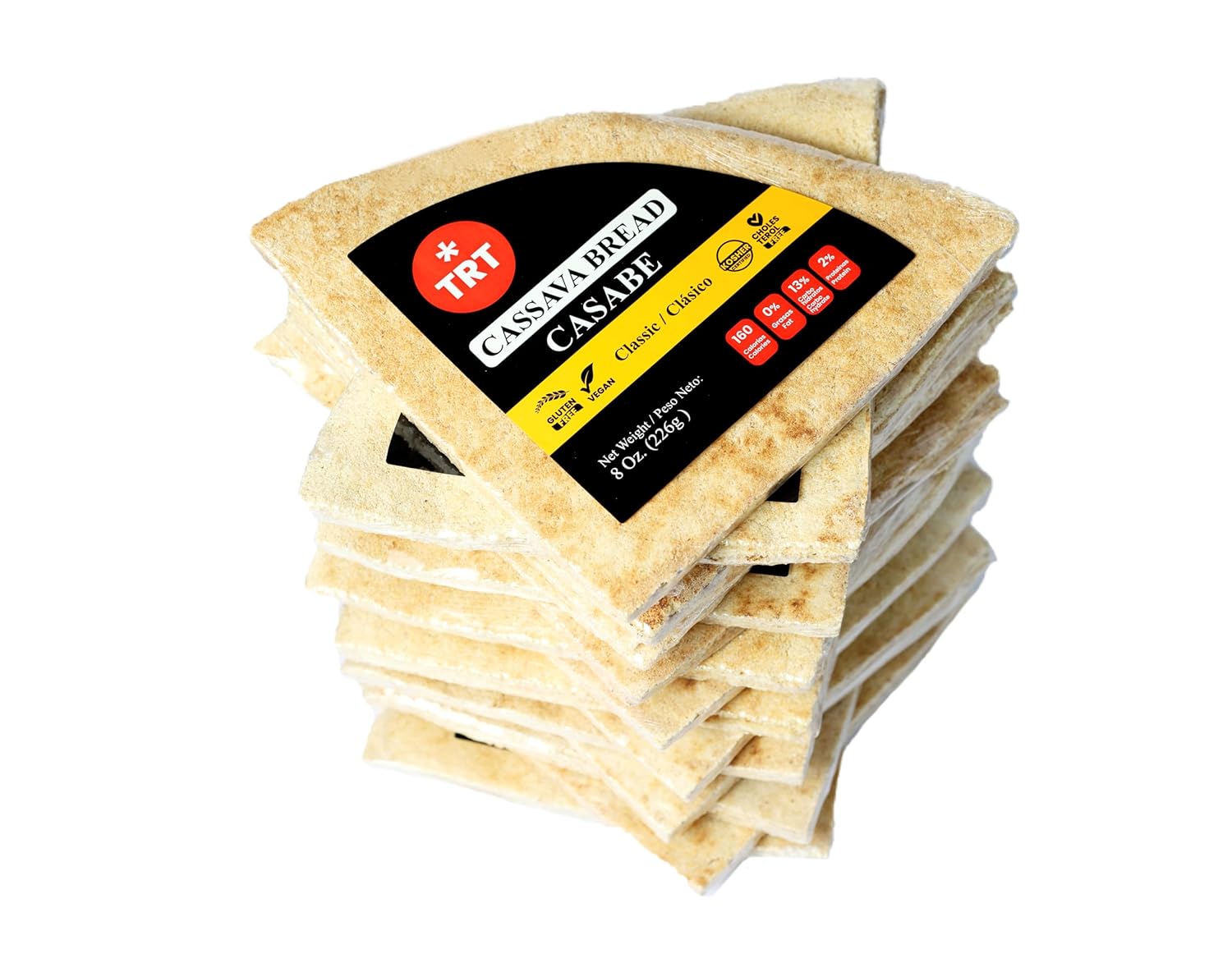 Casabe TRT Cassava Bread – 15-Pack, 220g/7.76oz Each Vegan, Organic, Gluten-Free, High-Fiber Snack Natural Flavor, Low Calorie