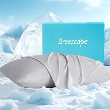 Breescape Cooling Pillow Cases King Size Set of 2, BlendTekTM Cooling Technology for Hot Sleepers & Night Sweats, Silky Soft Cool Pillowcases for Hair & Skin Care, 20" x 36", Misty Gray