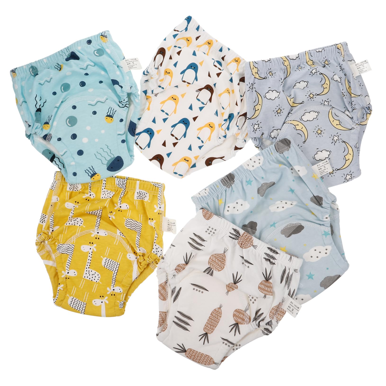 Braguita de Aprendizaje Reutilizable para Ñiño, Algodón, 6 Piezas, Cómoda y Transpirable, Adecuado para Entrenamiento al Orinal, Talla S