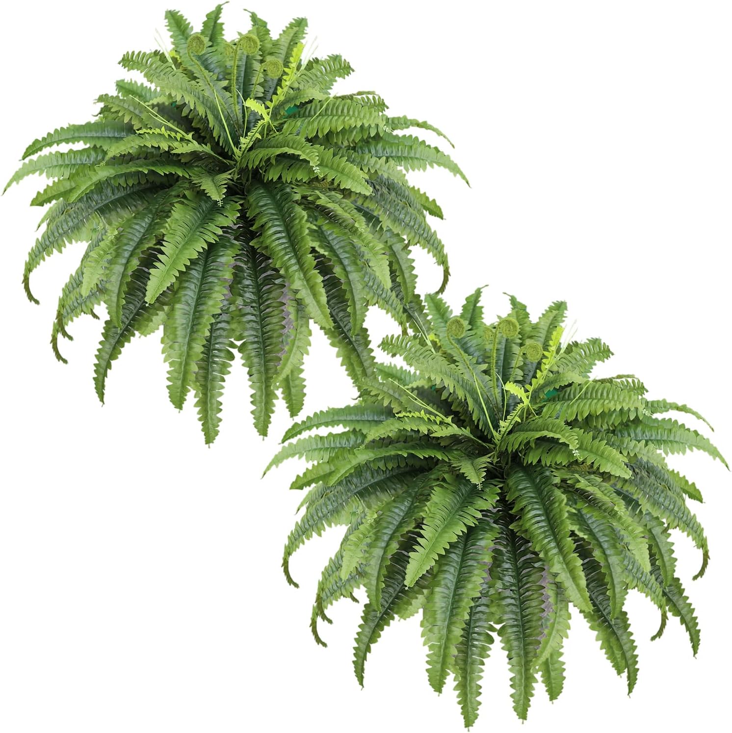 45" Fake Fern - Set of 2 Ferns Artificial Plants Large, 55 Leaves Artificial Fern for Outdoors Per Bouquet, Artificial Boston Ferns Greenery Plant for Indoors Home Garden Porch Decor