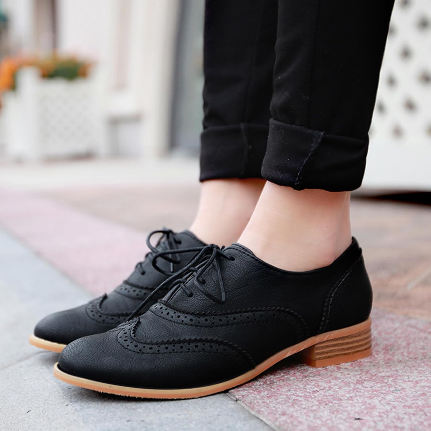 Lace Up Oxford Women Round Toe Brogue