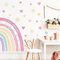 Vista 9 de Calcomanías de pared de acuarela arcoíris para despegar y pegar, eres calcomanías de paredes inspiradoras para guardería, decoración de pared