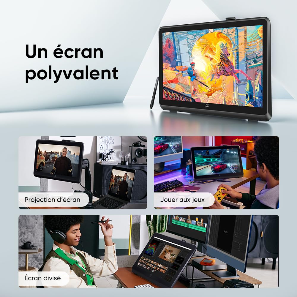 XPPen Artist 22 Plus Tablette Graphique, Tablette Dessin Graphique avec Écran 21,5 Pouces, Stylet à 16K Niveaux de Pression, 130% sRGB, Compatible avec Windows macOS 10.10 Chrome OS 88 Android Linux