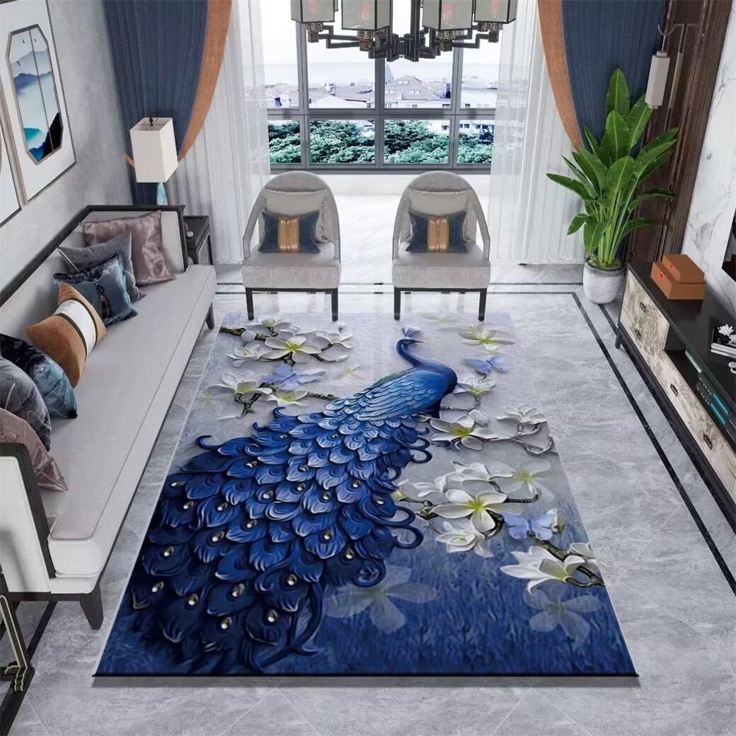 Tapis doux salon bleu 250x300CM grand tapis décoratif imprimé chinois