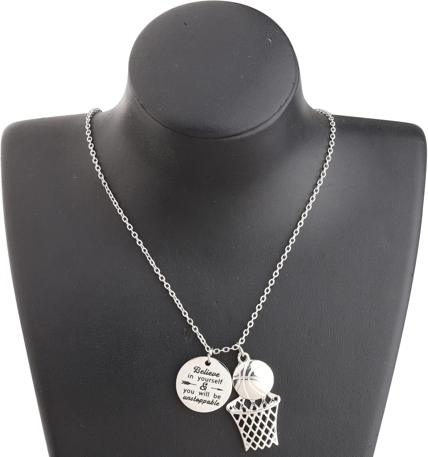 FUSTMW Basketball Necklace Basketball Hoop Pendant Basketball Lover Players Gifts Basketball Jewelry Team Gifts (Believe in yourself) - Image 6