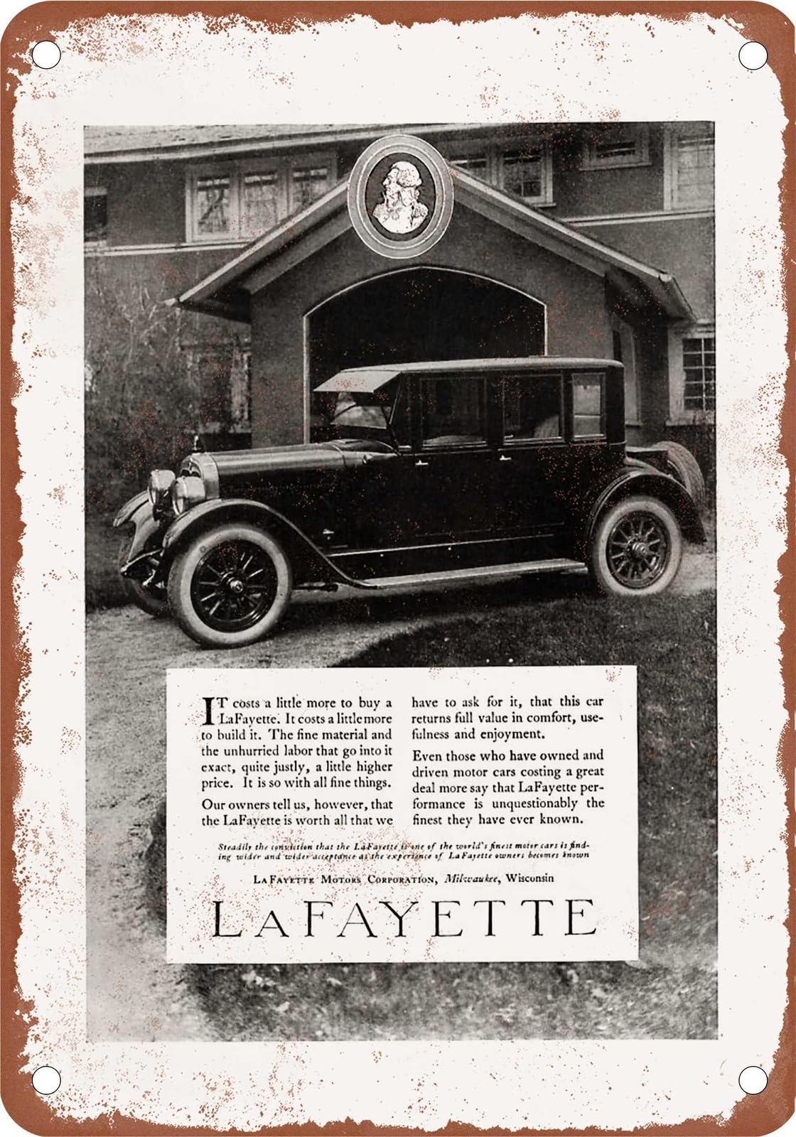 METAL SIGN - 1923 LaFayette Vintage Ad 08 - Old Retro Rusty Look home decor