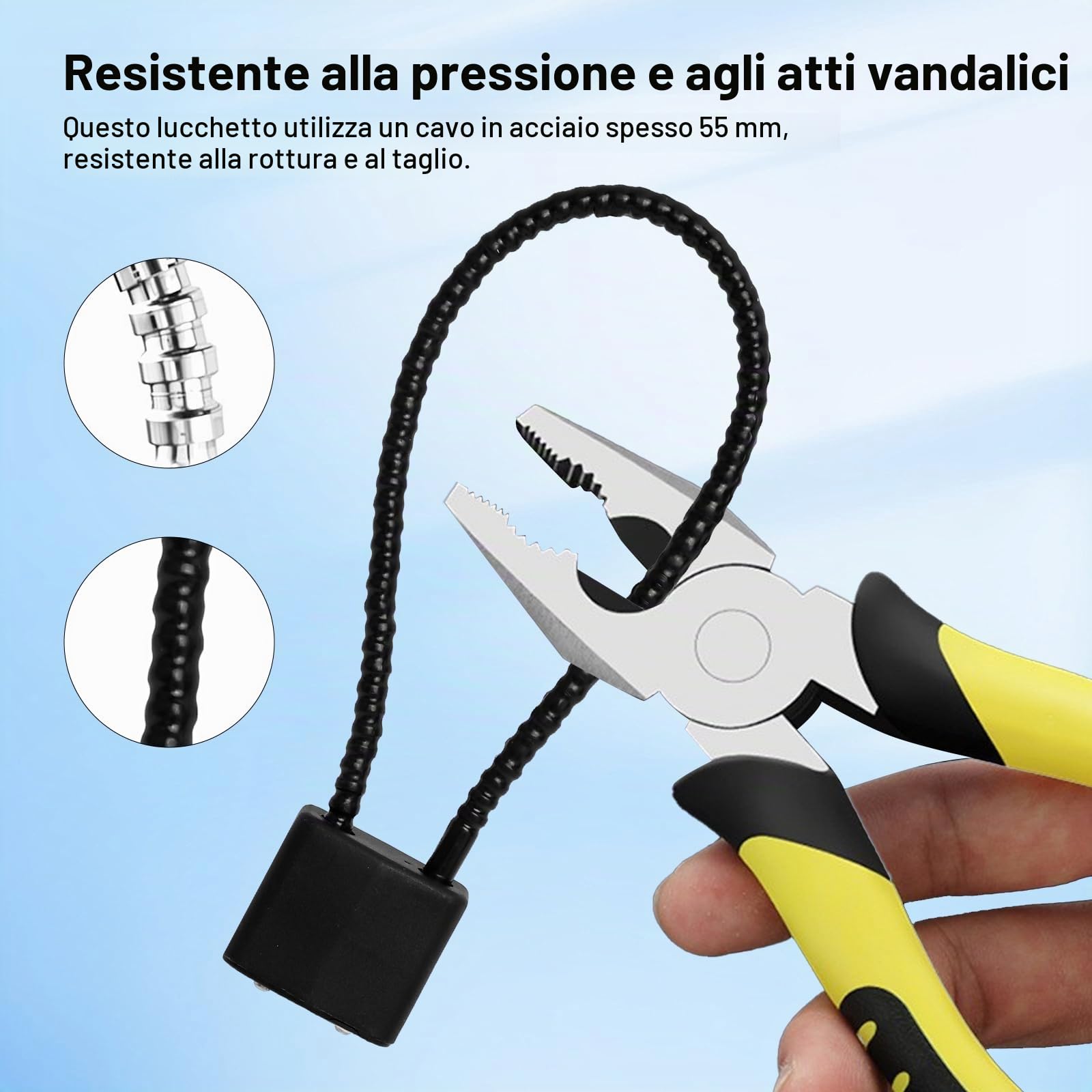 2 Lucchetti con Chiav, Lucchetto 28 CM con Fune Metallica nero a Chiavi Uguali, Lock bici, Lucchetto Armadietto, Lock Bicicletta, per Valigia, Casco, Armadio