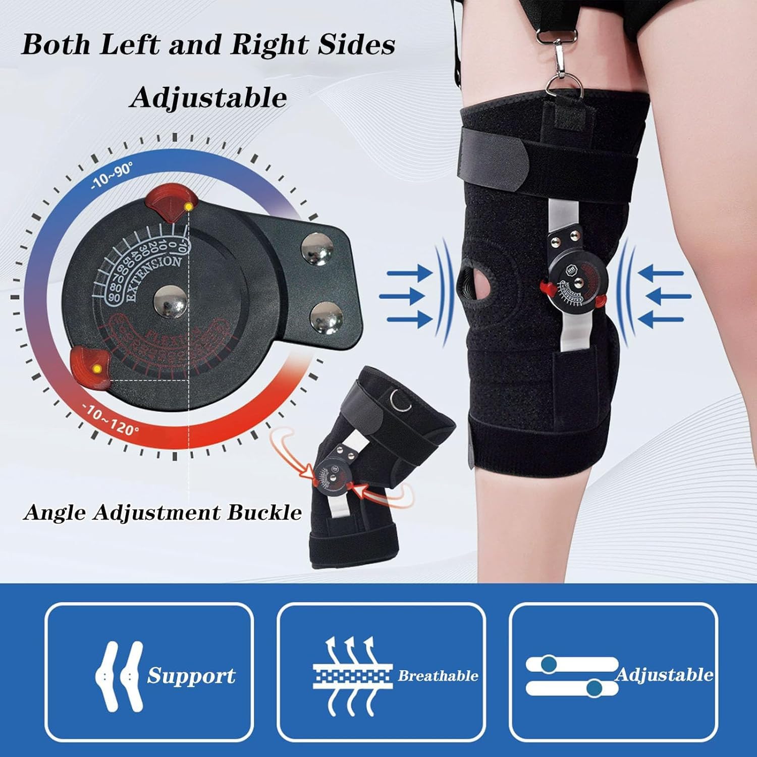 BLUEZY Rodillera De Descarga Medial, Rodillera De Hiperextensión, Inmovilizador De Rodilla, Ortesis De Rodilla Articulada, Alivia El Ligamento Cruzado Anterior (LCA), El Ligamento Colateral Medial L