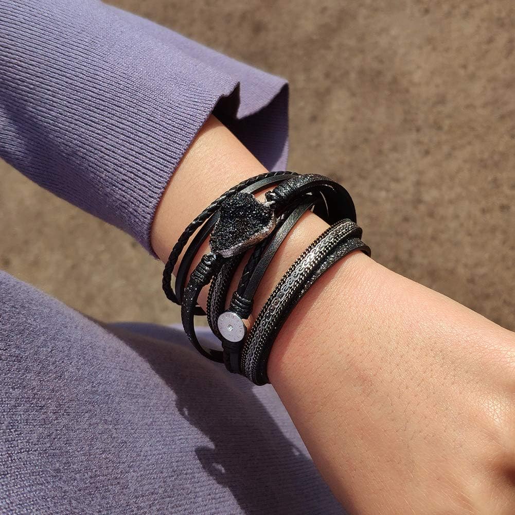 Artilady Leather Wrap Bracelets for Women - Pearl Bracelets Handmade Clasp Bangle Bracelet with Beads Jewelry Gift for Women and Mother - Image 2