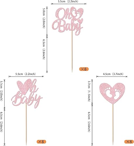 Miniatura 2 de Paquete de 24 adornos para cupcakes para el día de San Valentín con purpurina de corazón dulce para pies de bebé, decoración de cupcakes para el día